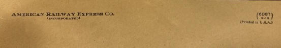 American Railway Express Company return address