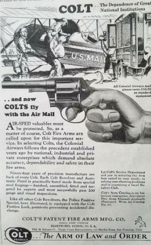 Colt 1930 ad discussing 'Airmail'