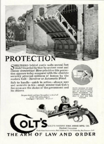 Colt 1924 protection ad with draw bridge