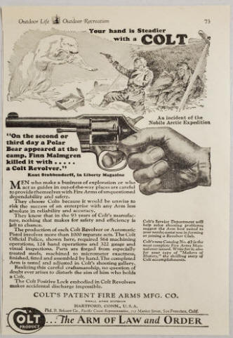1929 colt, the arm of law and order, polar bear ad