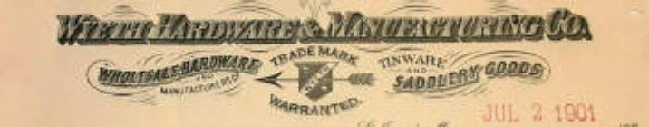 Wyeth Hardware & Mfg. Company letter head