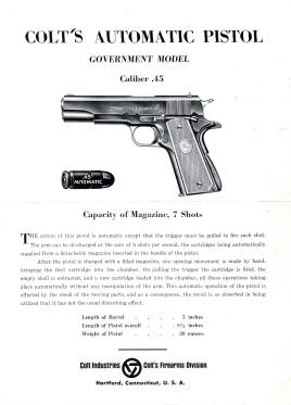 1966 Colt's automatic pistol government model .45 cover
