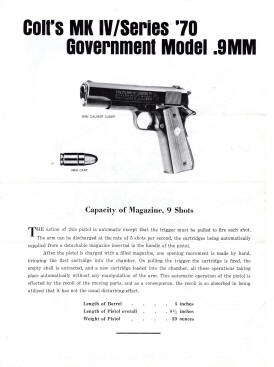 1971 Colt's MK IV/Series '70 9mm