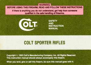 1993 Colt Sporter Rifles manual