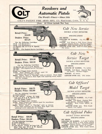 Colt Revolvers and Automatic Pistols 1930 IPL Catalog page 1
