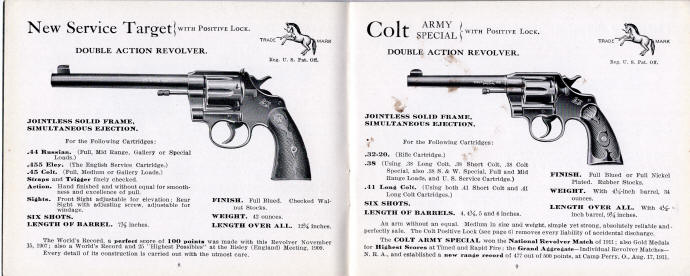 1911-2 Colt catalog New Service Target and Army Special revolvers