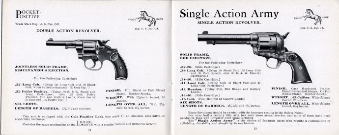 1911-2 Colt catalog Pocket Positive and single action Army revolvers