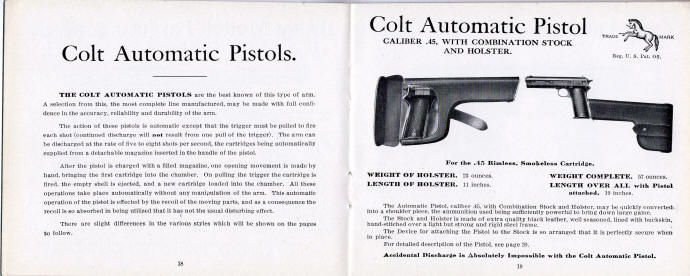 1911-2 Colt catalog .45 holster and shoulder stock