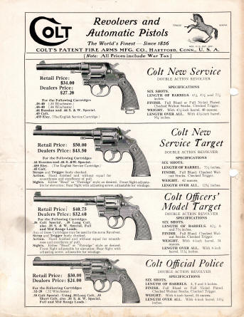 Colt Revolvers and Automatic Pistols 1929 IPL Catalog page 1