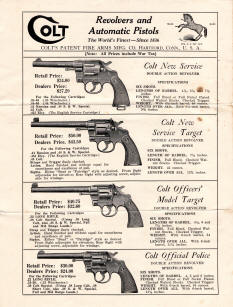 Colt illustrated price list from 1929