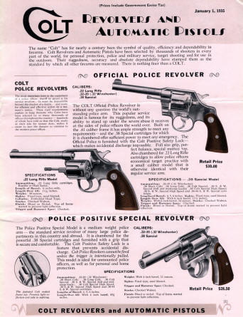 Colt Revolvers and Automatic Pistols Jan. 1935 Illustrated Price List Catalog