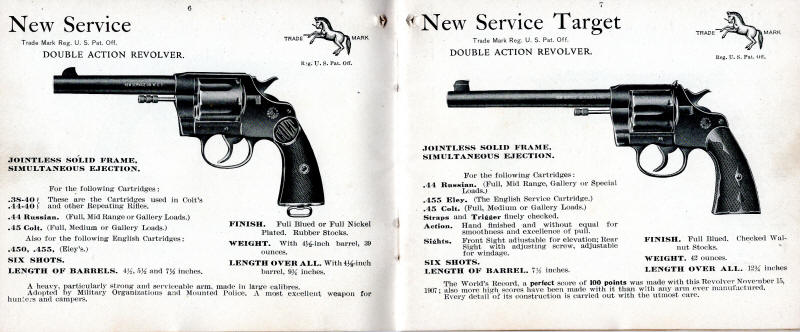 1908 Colt Catalog New Service target revolver