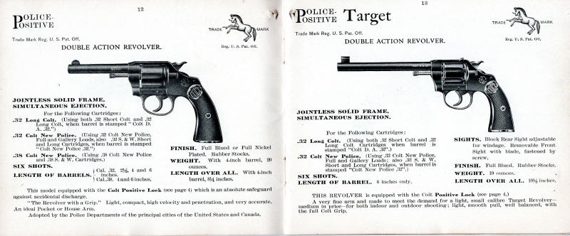 1908 Colt Catalog police positive and trget models