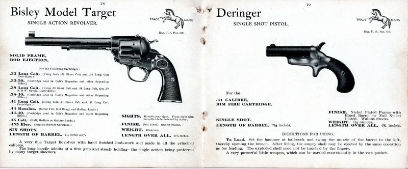 1908 Colt Catalog Bisley target and deringer pistols