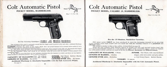 Colt auto pistols hammerless 1910