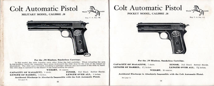Colt pocket model hammerless .32, .380, .25 pistols