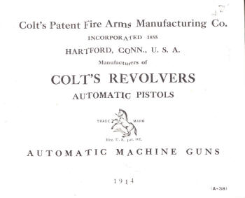 Colt 1913-14 Catalog first page