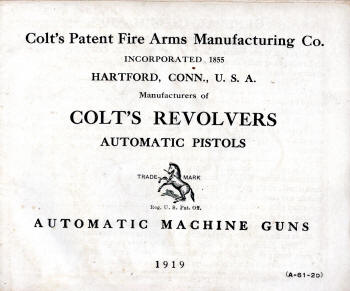 Colt catalog 1919 first page