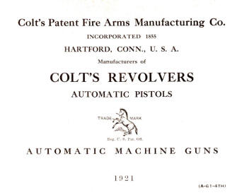 Colt 1921 catalog showing first page (A-61-4th)