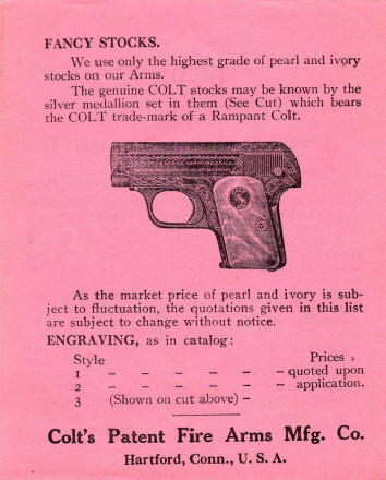 Colt January 1922 catalog price list for revolver, pistols, and stocks-2