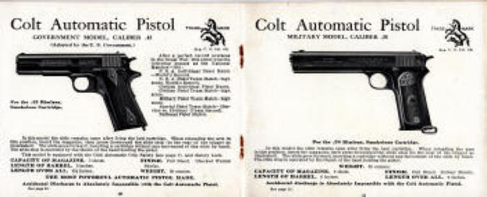 Colt 1922 automatic pistol .45 and military .38