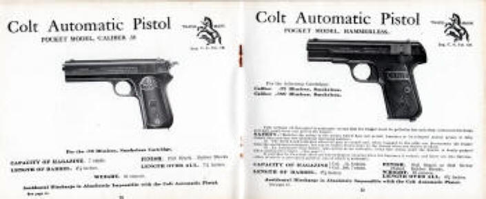 Colt 1922 automatic pocket models hammerless