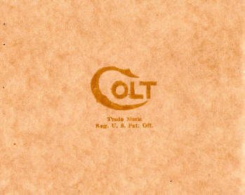 Colt 1923 catalog back page wih imprint