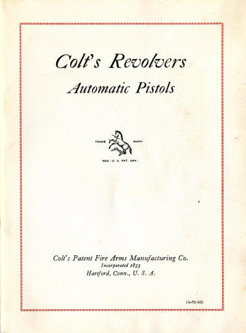 Colt 1925 catalog showing first page