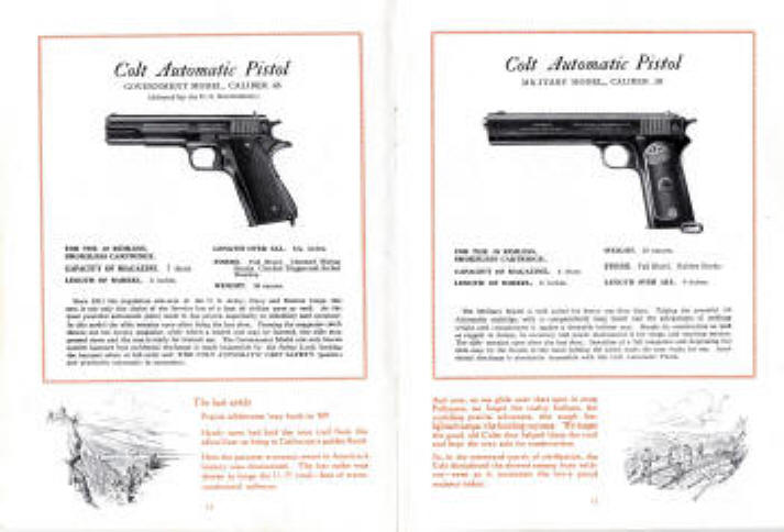 Colt 1926 automatic pistols in govt .45 and military .38