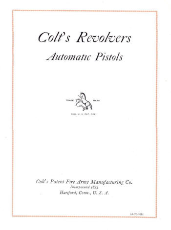 Colt 1926 catalog showing the first page.