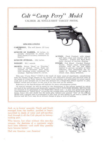 1927 pistol: camp perry .22