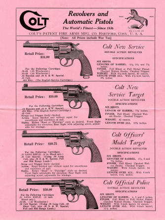 Colt Revolvers and Automatic Pistols 1928 IPL Catalog page 1