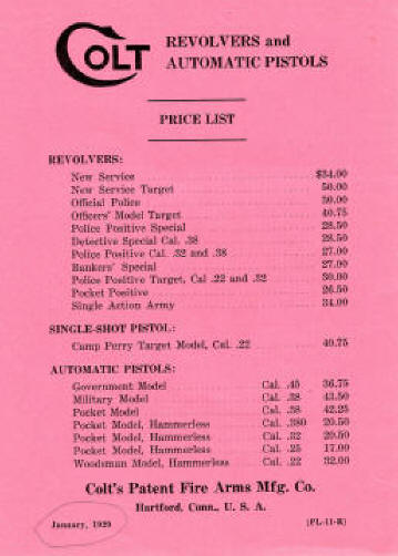 1929 January pink price list