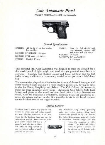 Colt 1929 catalog pocket model. 25 pistol