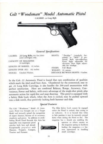 Colt 1929 catalog woodsman automatic pistol