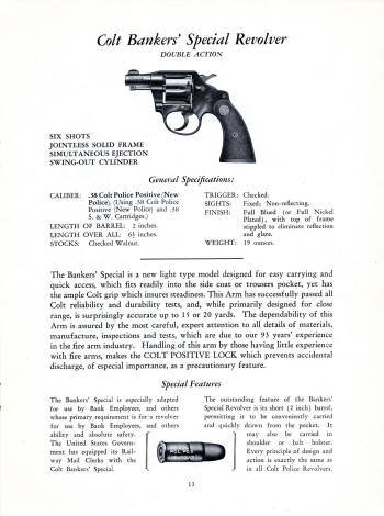 Colt 1929 catalog showing the Bankers' Special
