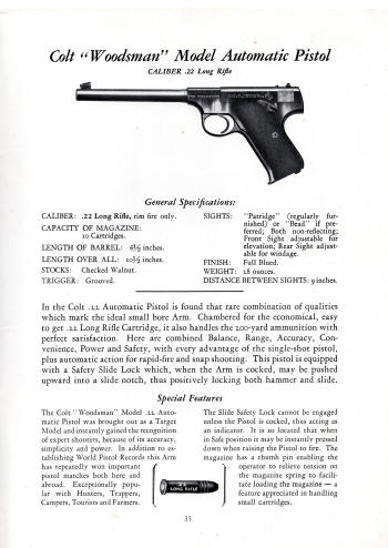 Colt 1930 catalog Woodsman automatic pistol .22