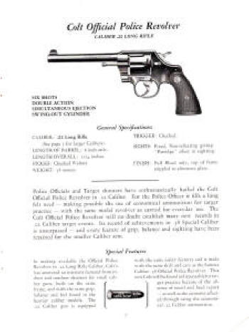 Colt 1930 catalog .22 LR first shown Official Police revolver