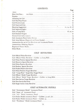 Colt 1931 (January) catalog contents