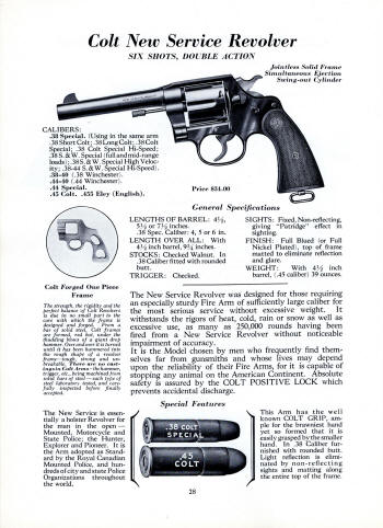 Colt Fire Arms Jan. 1932 Catalog new service