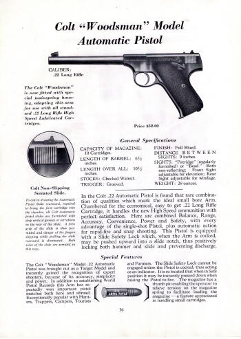 Colt 1932 (July) catalog Woodsman .22 LR automatic pistol