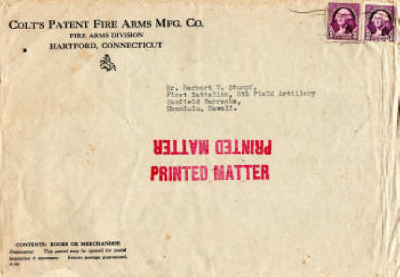 Colt Fire Arms Jan. 1932 Catalog envelope