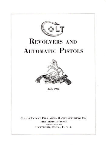 Colt 1932 catalog showing the first page