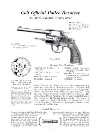 Colt 1932 (July) catalog office police revolver .22LR