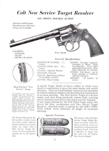 Colt 1932 (July) catalog new service revolver .45 cal.
