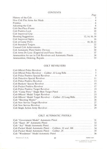 Colt 1932 catalog contents