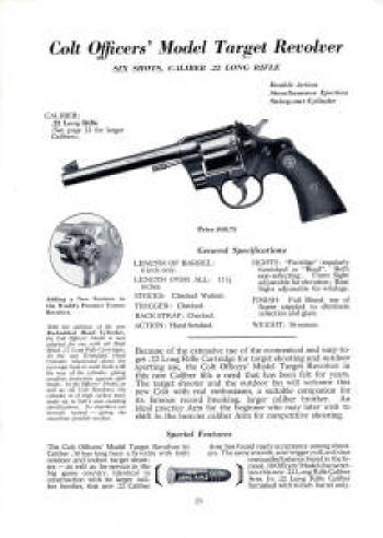 Colt firearms 1933 catalog officer's target revolver