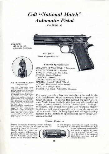 Colt Fire Arms Catalog March 1934 national match pistol