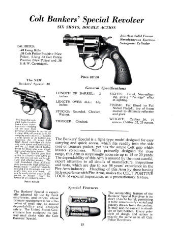 Colt Fire Arms Catalog March 1934 bankers special