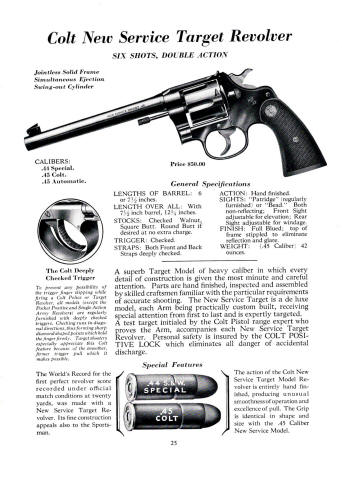 Colt Fire Arms Catalog March 1934 new service target